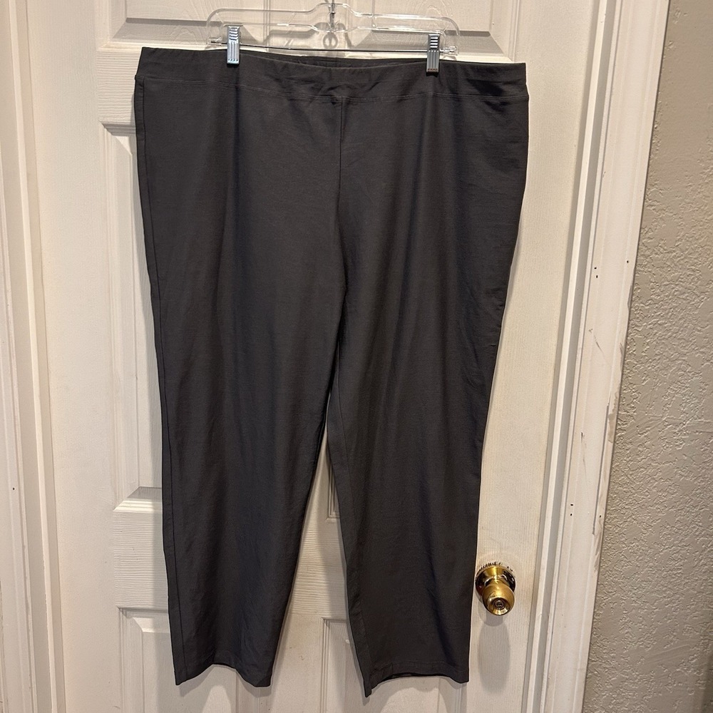 Eileen Fisher 3X Dark Gray Viscose Nylon Spandex Ankle Pants Elastic Waist Comfy